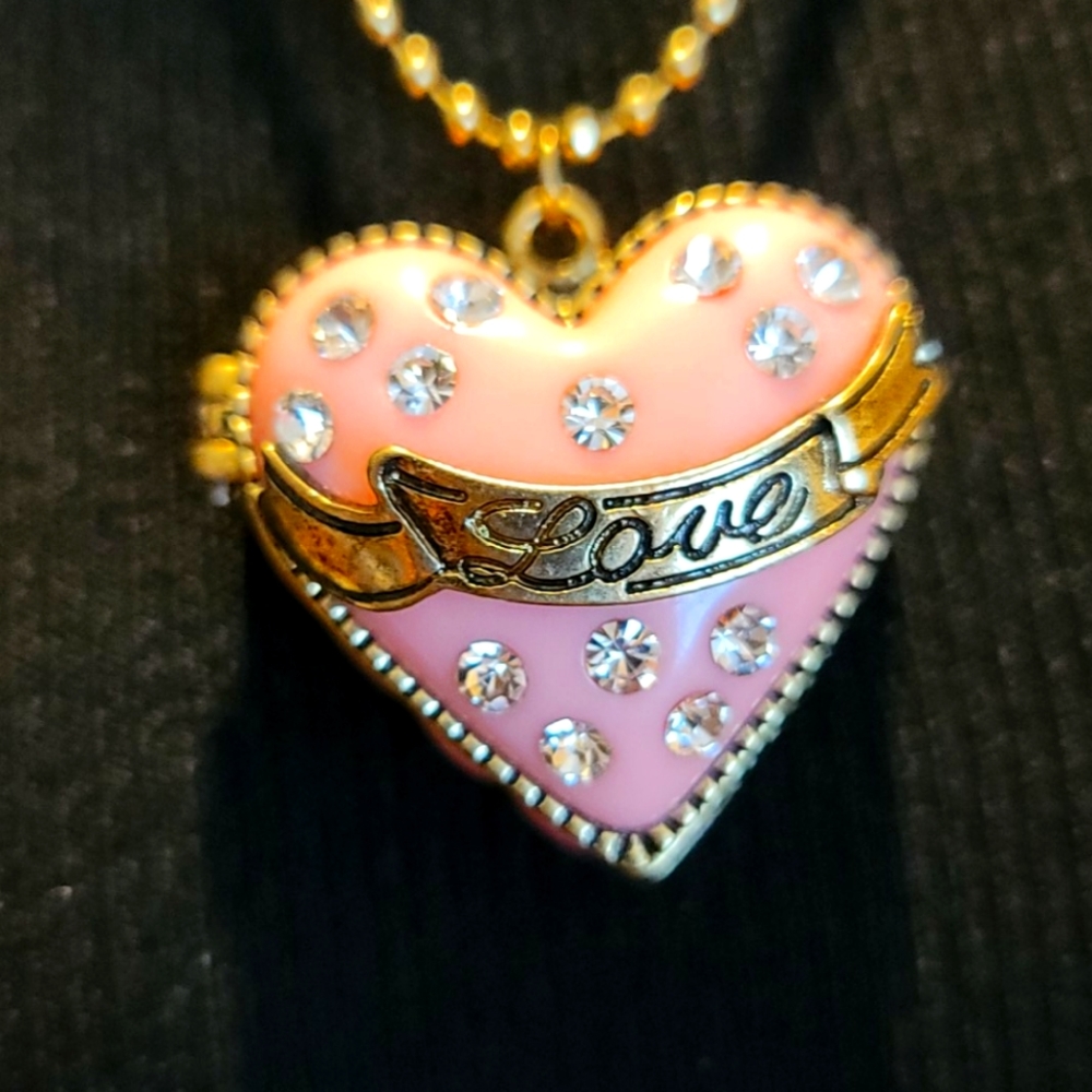 NWT Pink Heart Locket Necklace by Betsey Johnson - Picture 8 of 11